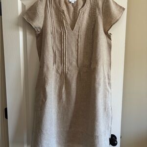 JJill Linen Tunic Dress in Natural Beige